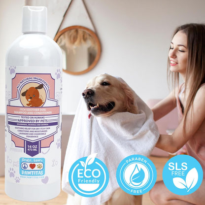 Dog Shampoo and Conditioner All Natural and Hypoallergenic Shampoo for Puppy Made with Certified Organic Natural Herbs Dog Conditioner 16 Oz Dog Shampoo Lavender Chamomile & Goldenseal