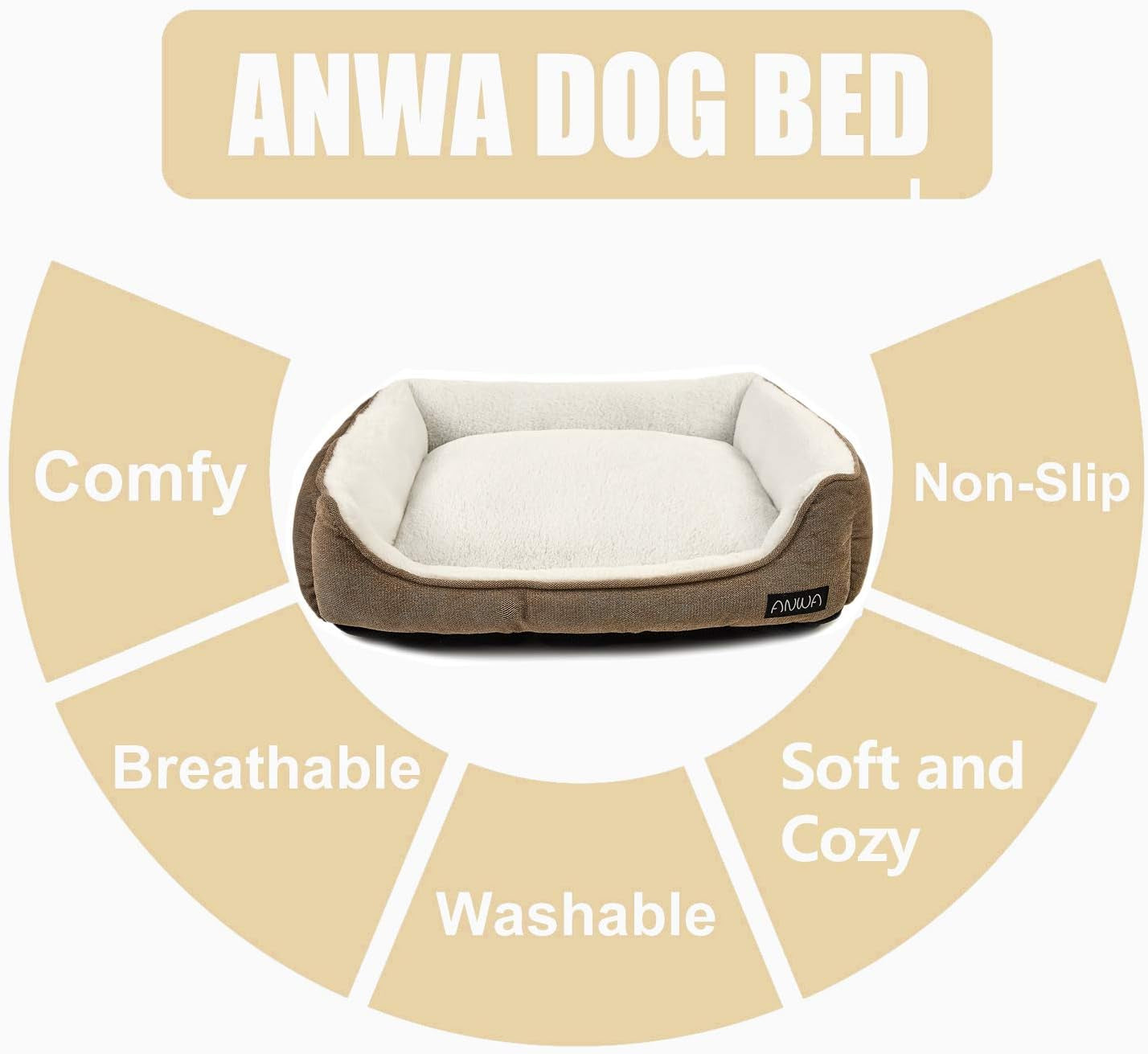 Durable Dog Bed Machine Washable Medium Dog Bed Square, Comfortable Puppy Dog Bed Medium