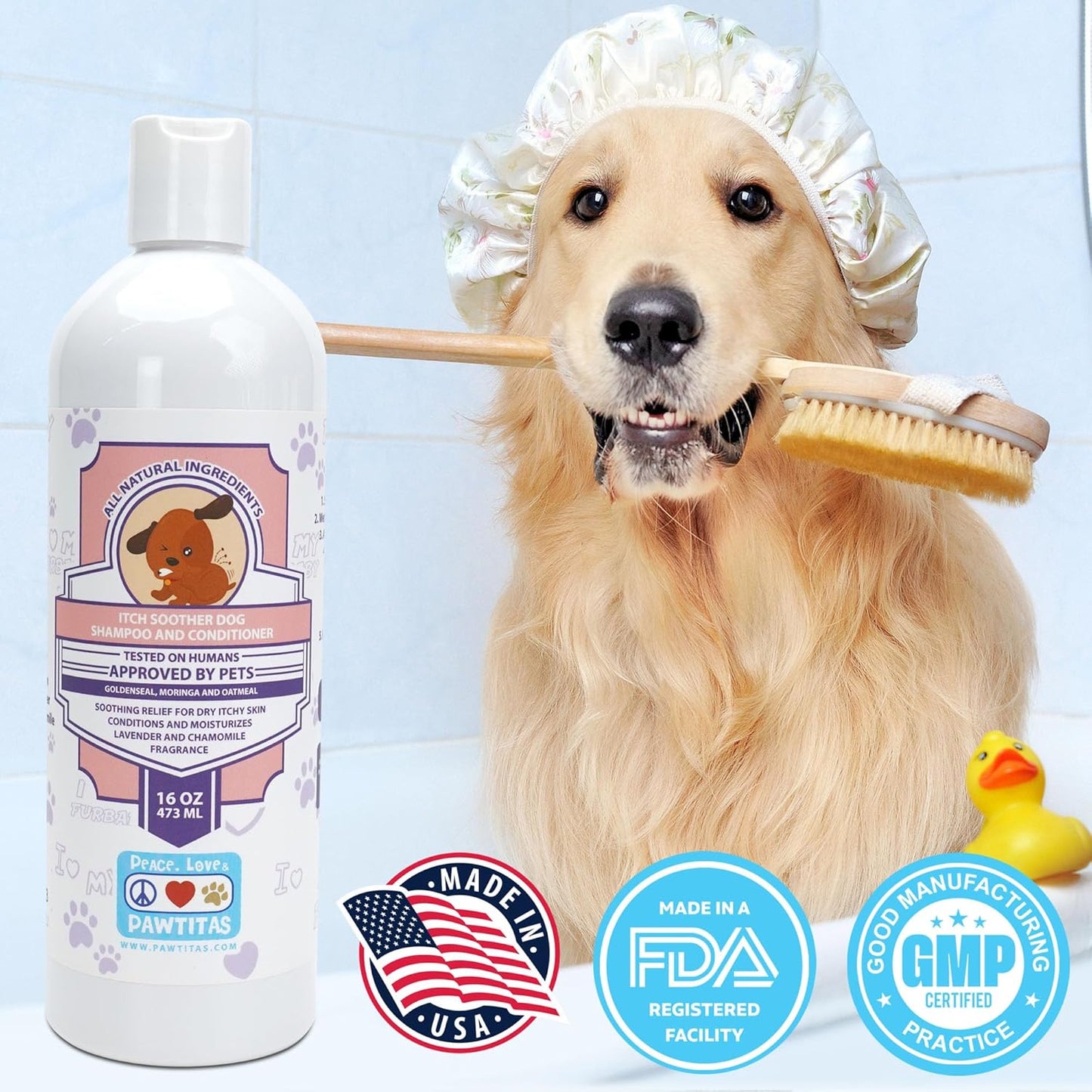 Dog Shampoo and Conditioner All Natural and Hypoallergenic Shampoo for Puppy Made with Certified Organic Natural Herbs Dog Conditioner 16 Oz Dog Shampoo Lavender Chamomile & Goldenseal