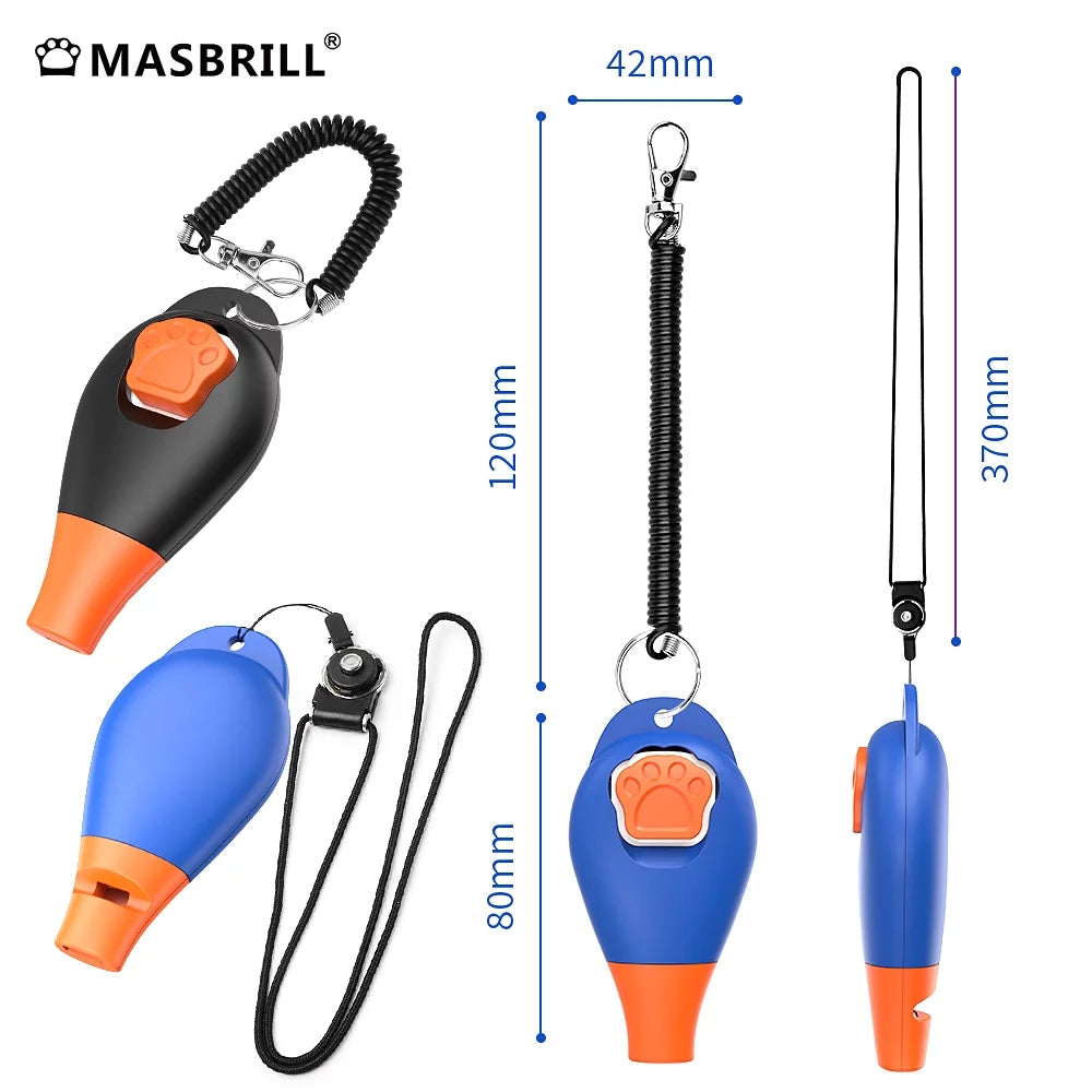 Dog Training Clicker and Whistle 2 in 1 with Wrist Strap - Dog Training Clickers Puppy Training Clicker for Cats Birds Horses 2Pcs